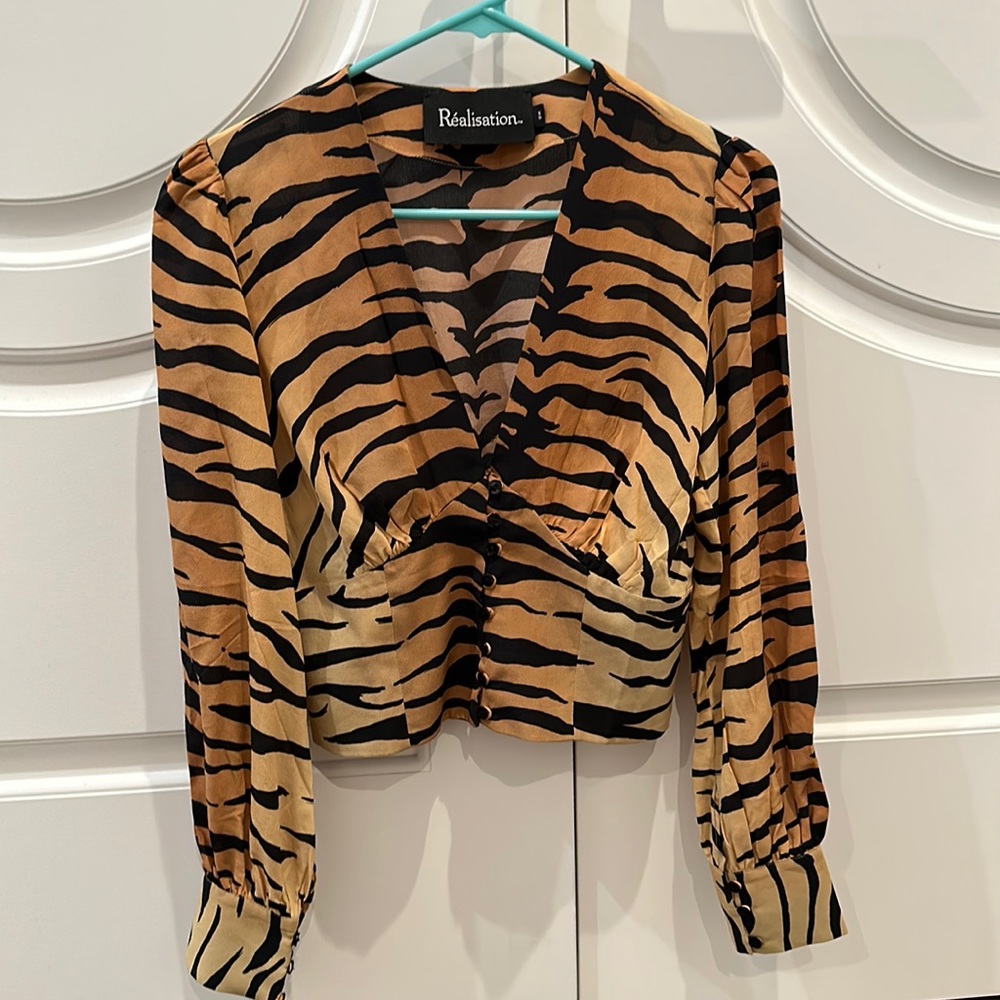 Réalisation Par Kaia Top Tiger Stripe Long Sleeve